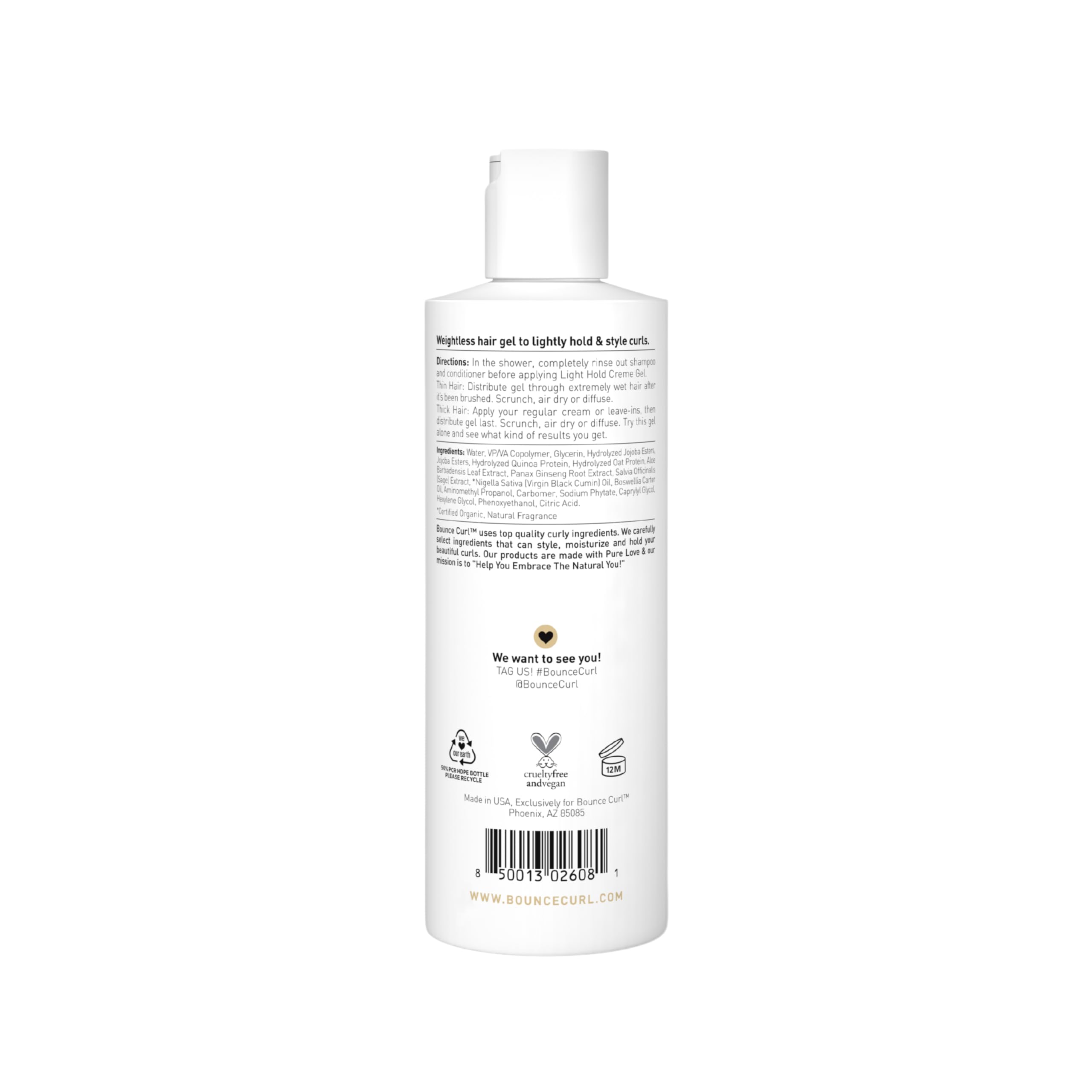 Bounce Curl product shot shows frizz-free shine and defined curls
