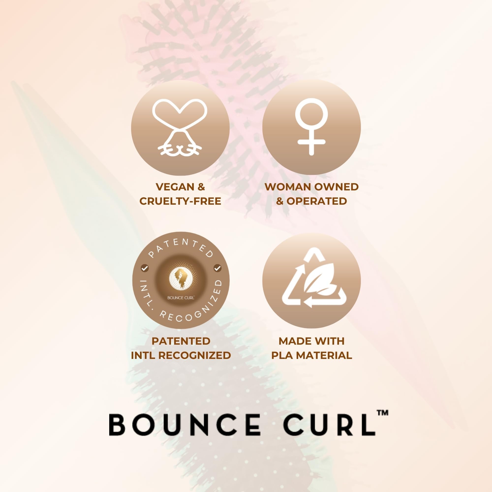 Bounce Curl Original Define EdgeLift Brush tan bangs and layers styling focus.