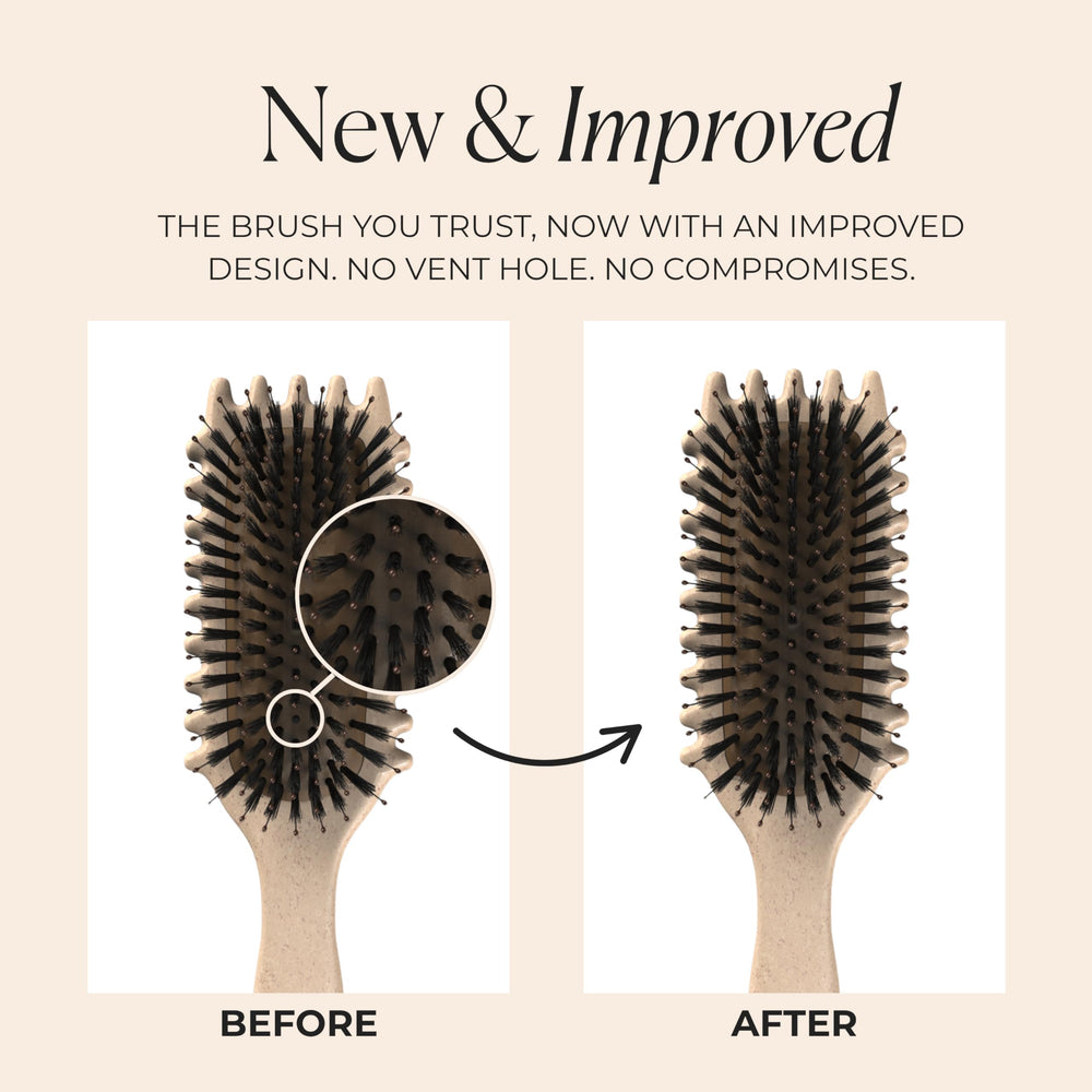 Bounce Curl Original Define EdgeLift Brush tan bristles closeup highlighting flexible round tips.