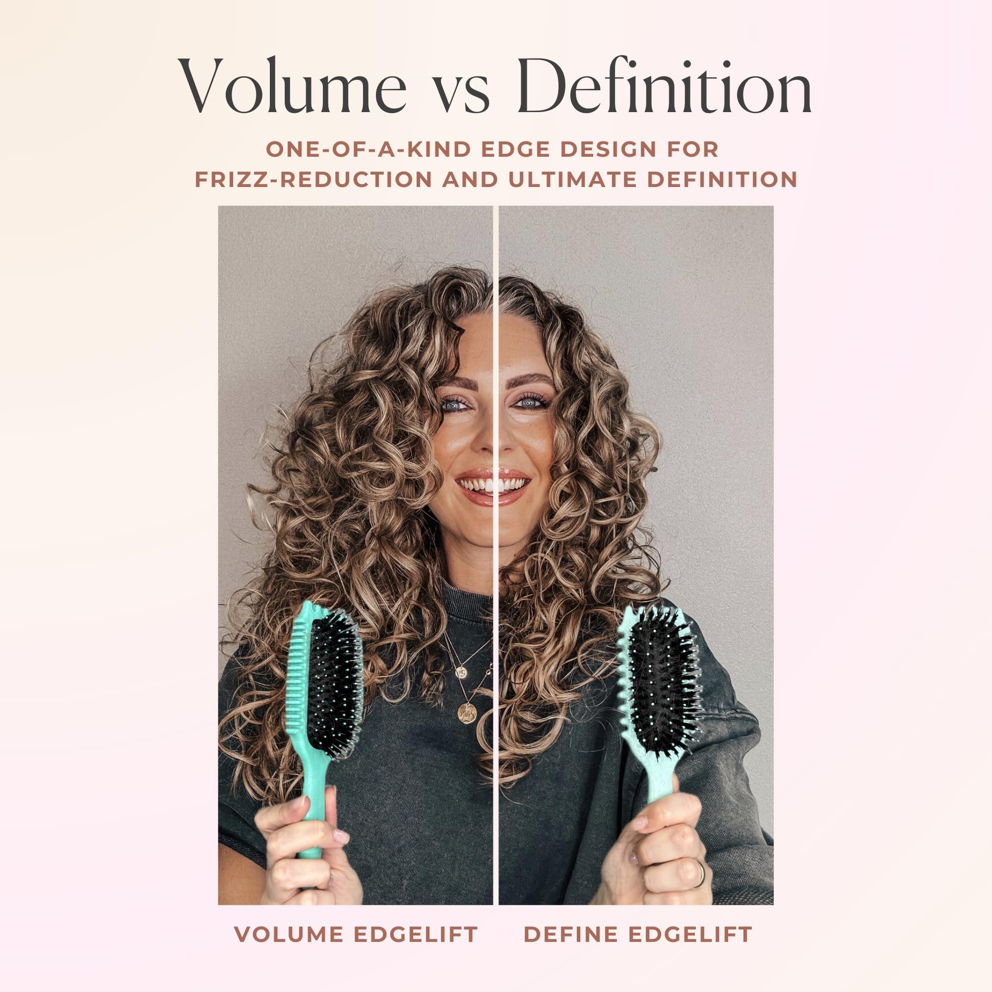 Bounce Curl Original Define EdgeLift Brush tan damp-hair styling in action.