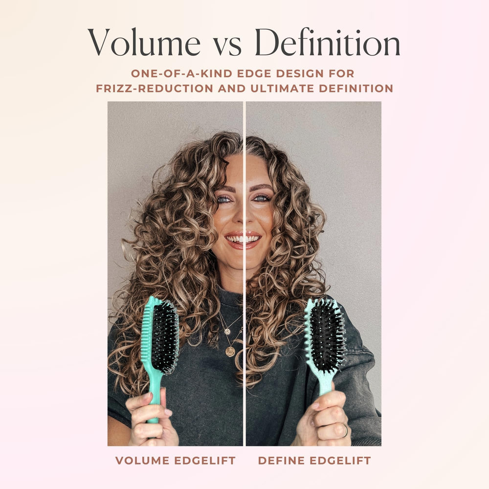 Bounce Curl Original Define EdgeLift Brush tan damp-hair styling in action.