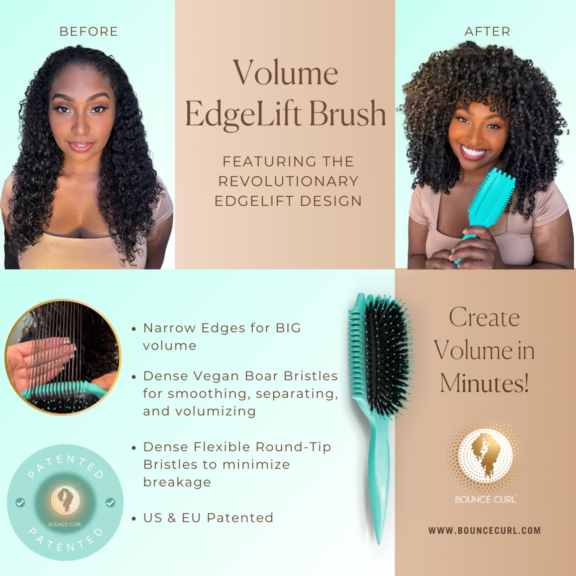 Bounce Curl precision handle teal doubles as heatless curling tool.