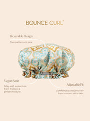 Bounce Curl satin bonnet adjustable band close provides secure fit without ear irritation