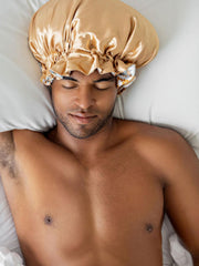 Bounce Curl satin hair bonnet texture highlights soft, hair-friendly material for all textures
