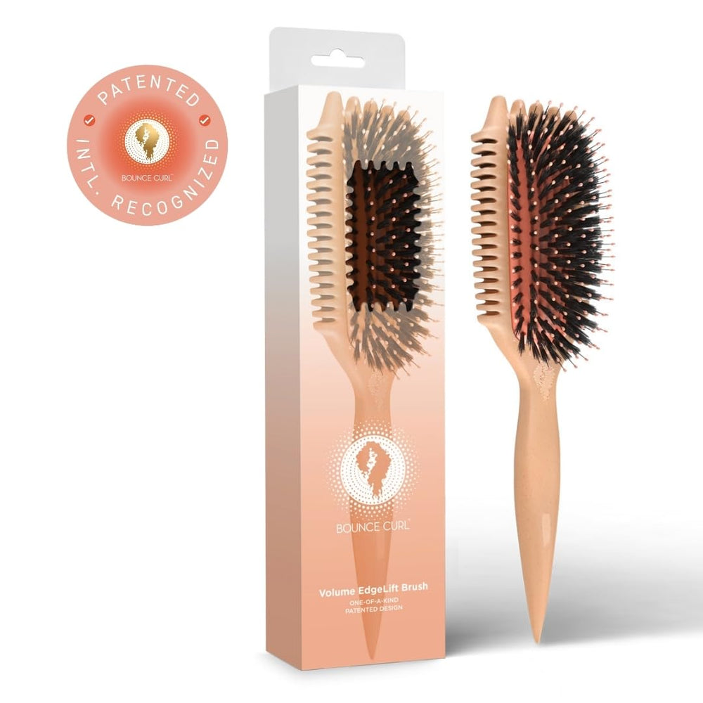 Bounce Curl Volume EdgeLift Brush in use demonstrates easy styling workflow.