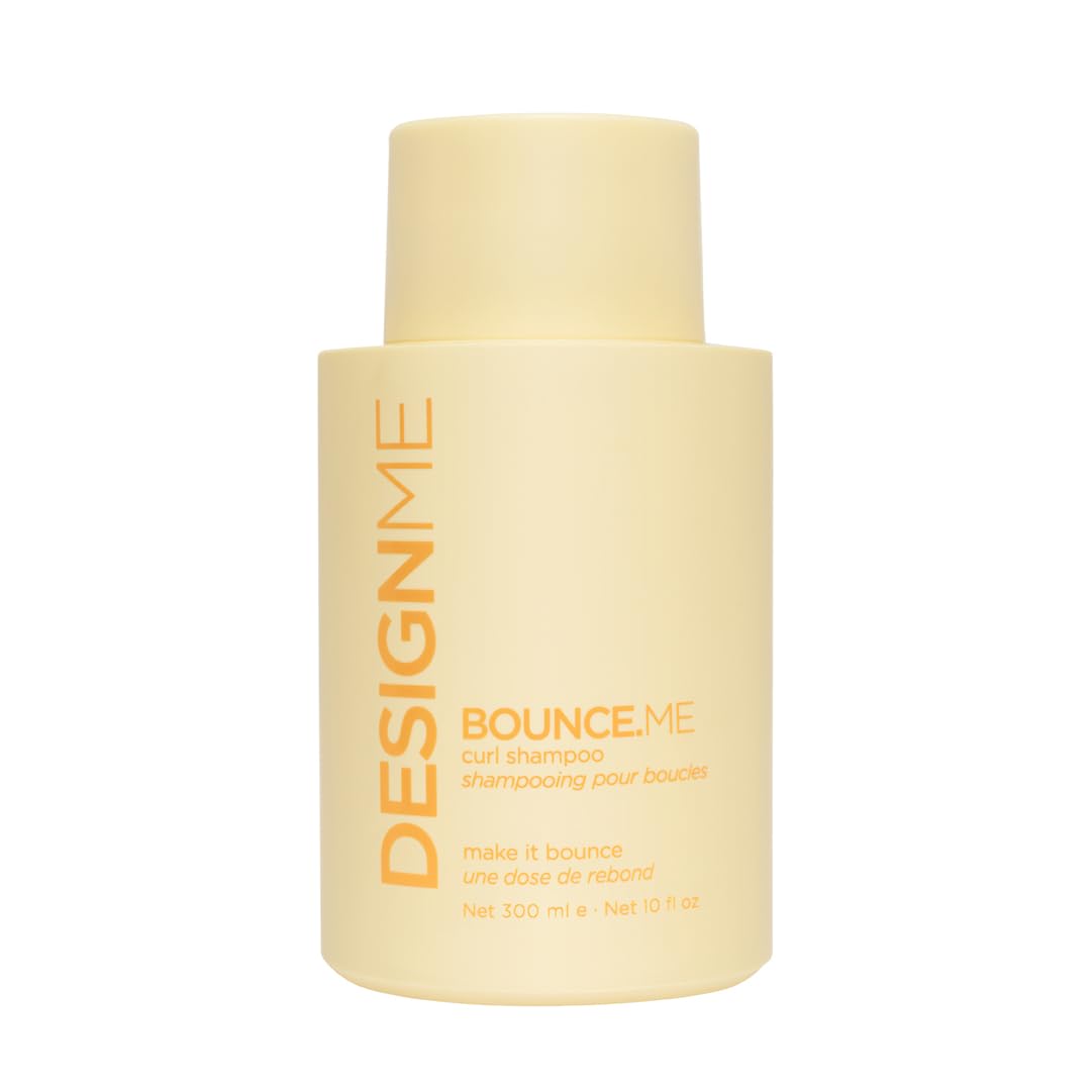Bounce.Me Shampoo bottle emphasizes easy, nourishing curl cleansing.