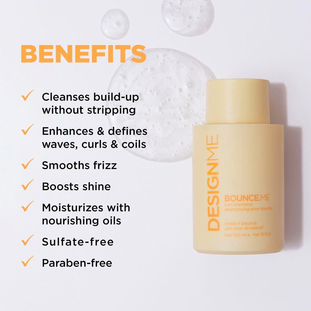 Bounce.Me Shampoo pump demonstrates convenient dispensing for targeted scalp cleansing.