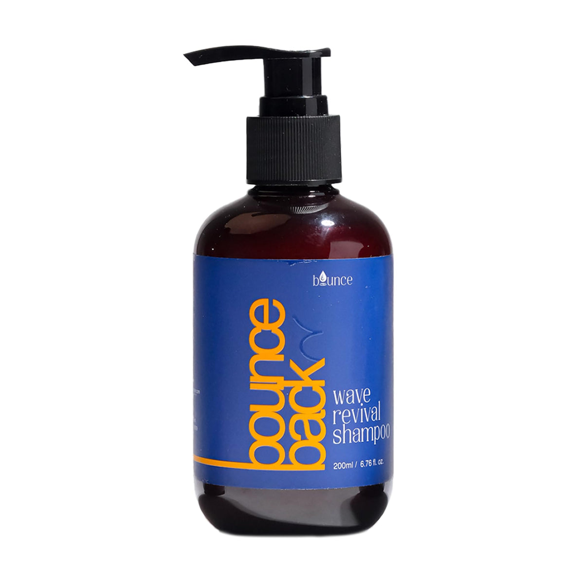 Bounce Style Wave Revival Shampoo bottle demonstrates defined waves from the first wash
