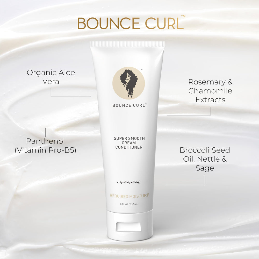 Bounce Curl conditioner on wet hair illustrating smooth detangling and glide