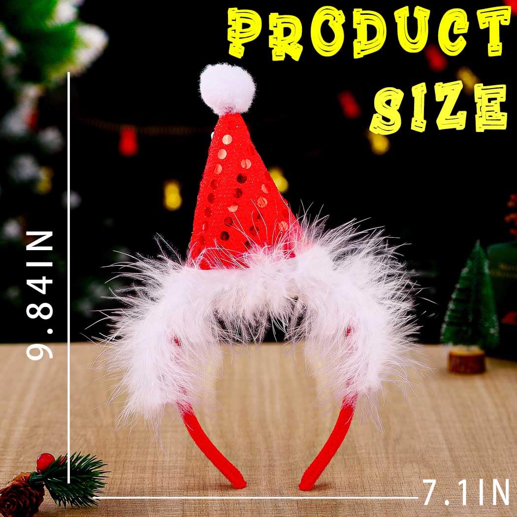 Bouory light-up red Santa hat headband holiday-photo ready accessory.