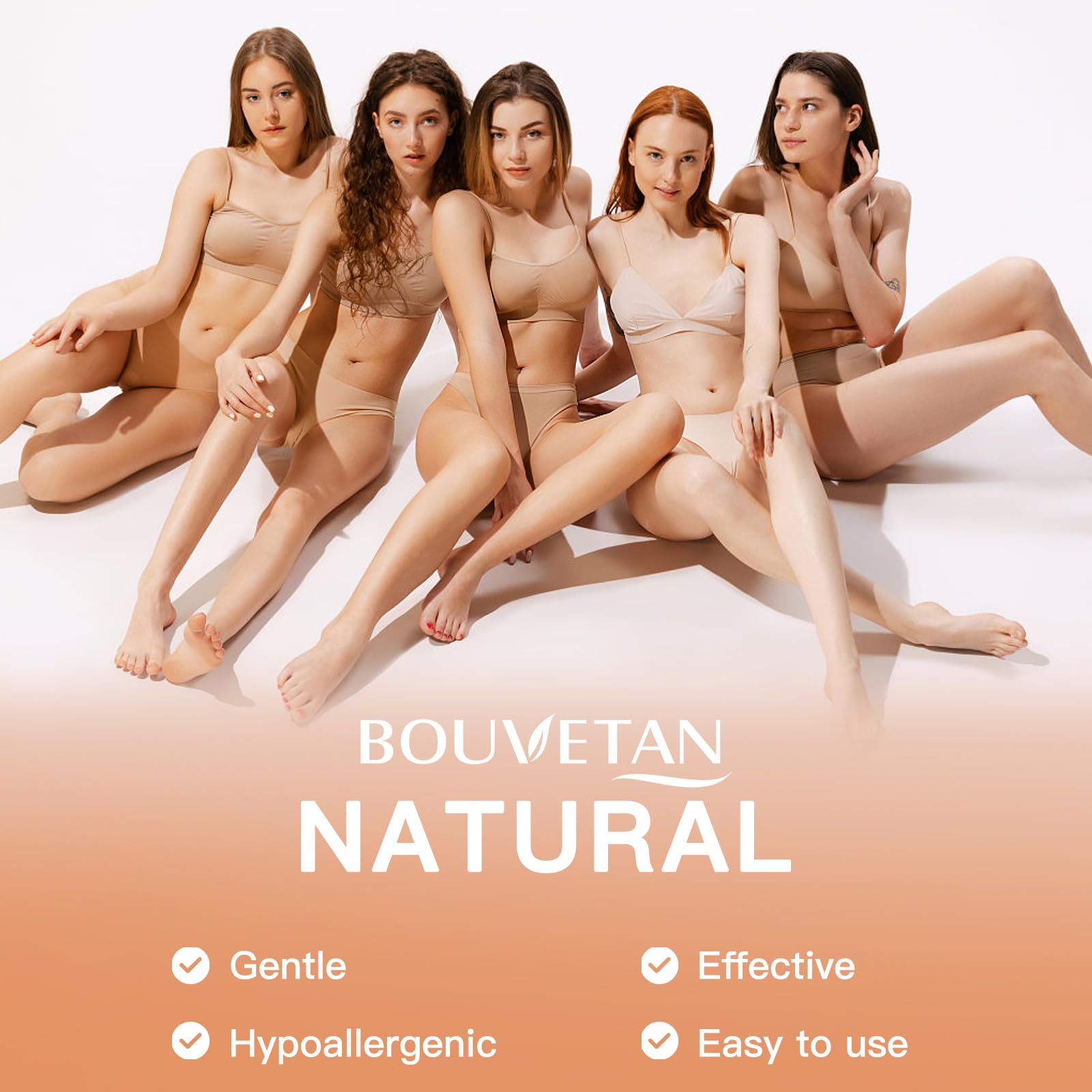 Bouvetan no-residue wax beads leave clean, tidy skin after waxing