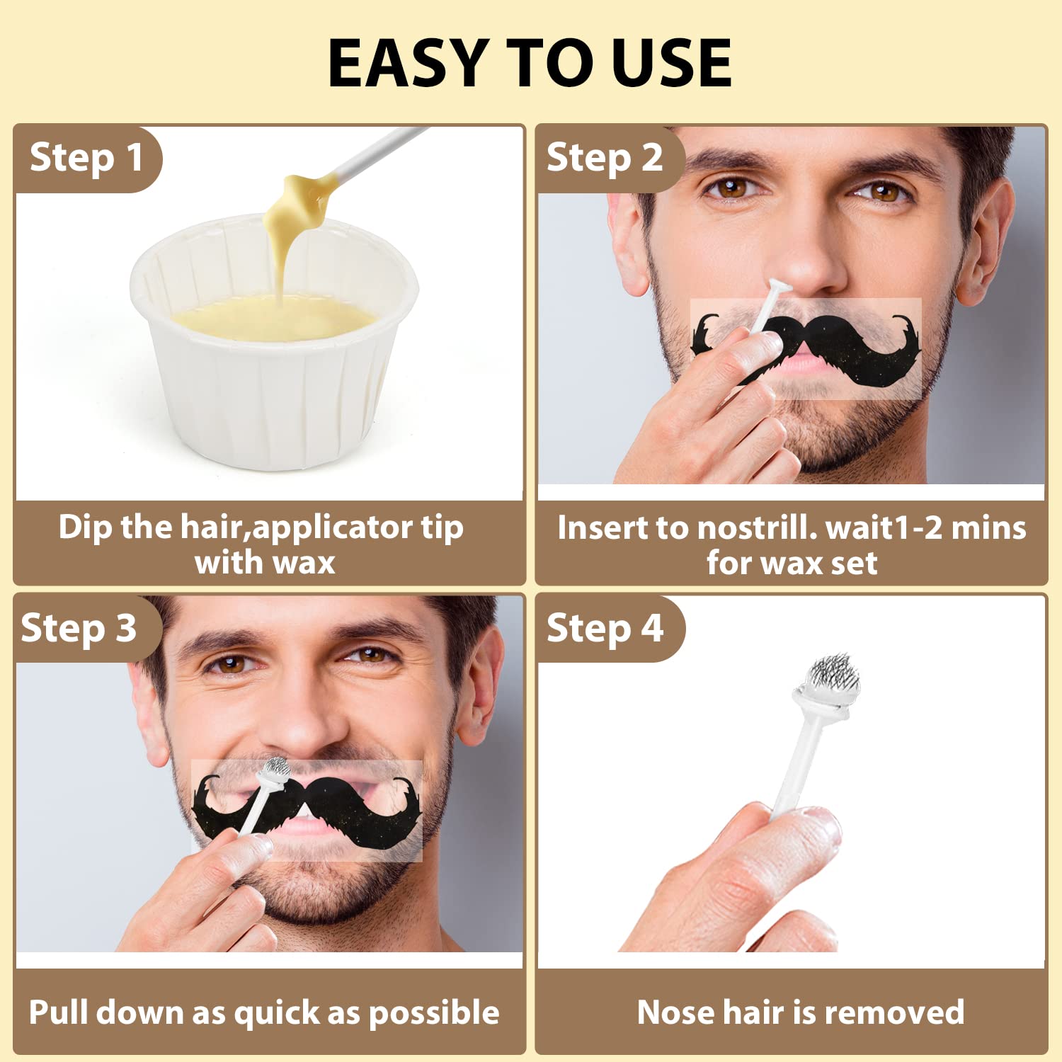 Bouvetan nose wax removal image shows gentle technique with quick extraction.