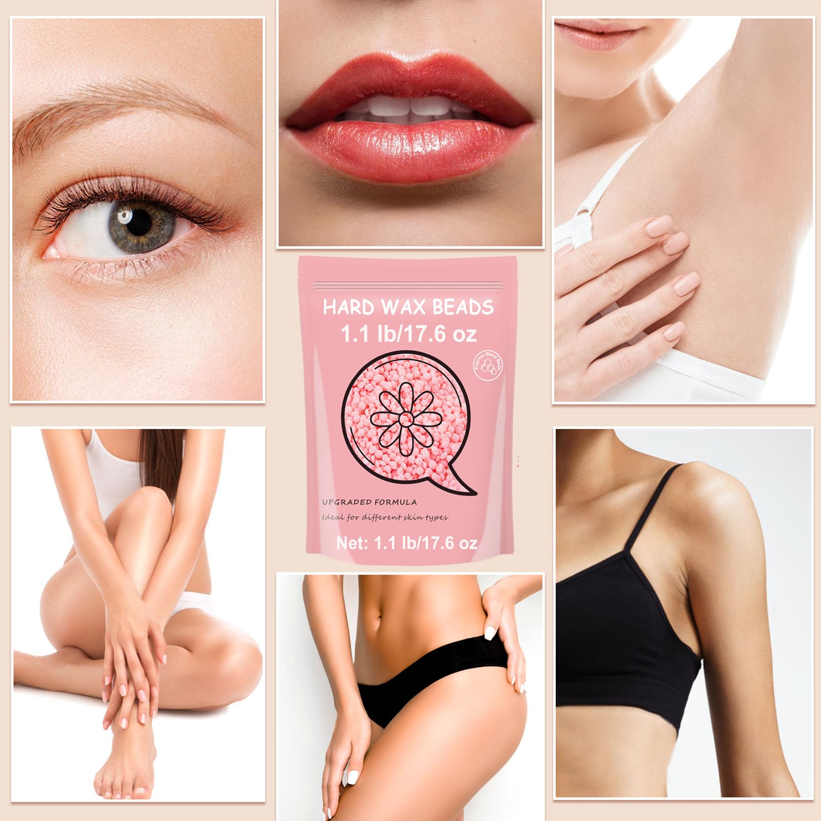 Bouvetan rose wax on skin yields smooth, longer-lasting results after waxing.