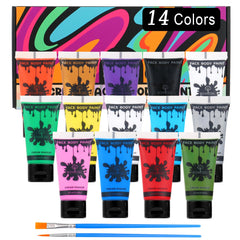 Bowitzki cream face paint 14colors palette for vibrant skin-safe makeup