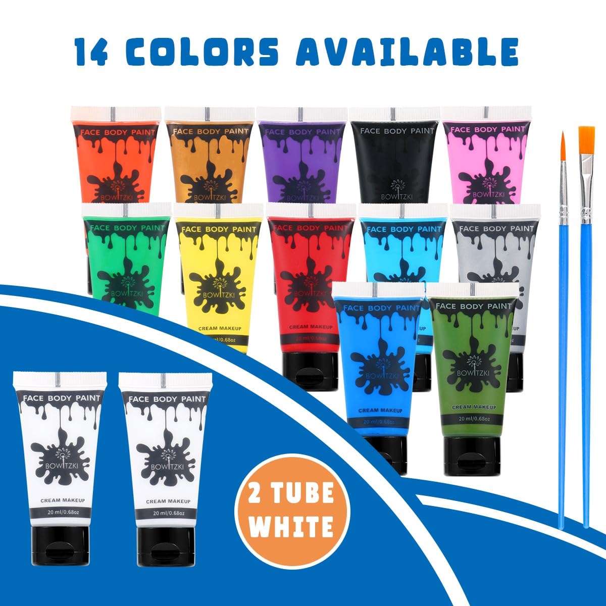 Bowitzki face paint tubes 20ml pack for versatile express makeup