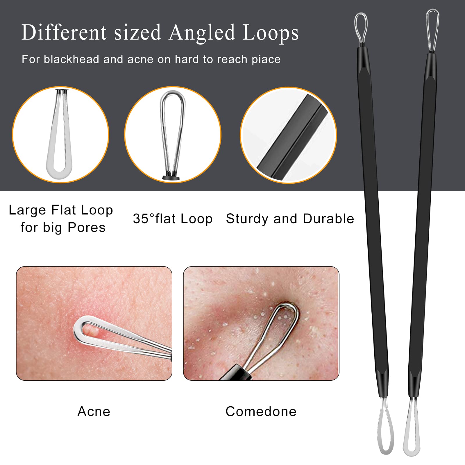 Boxoyx 420 stainless steel pimple extractor close up for durable rust free performance