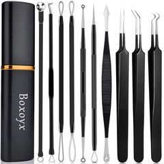 Boxoyx Pimple Popper Tool Kit in compact metal case for portable pore care