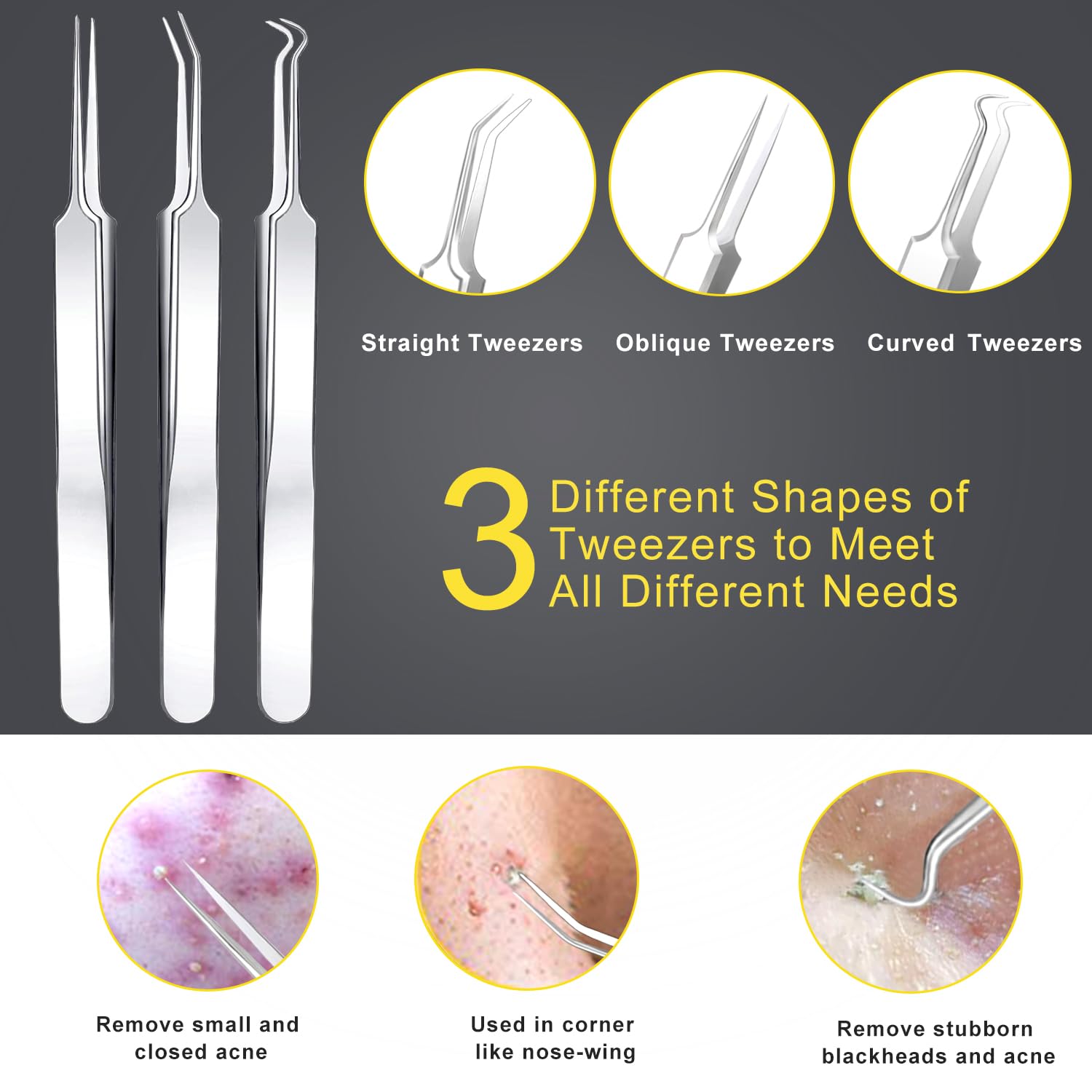 Boxoyx pimple popper tool kit for nose use highlights targeted blemish removal.