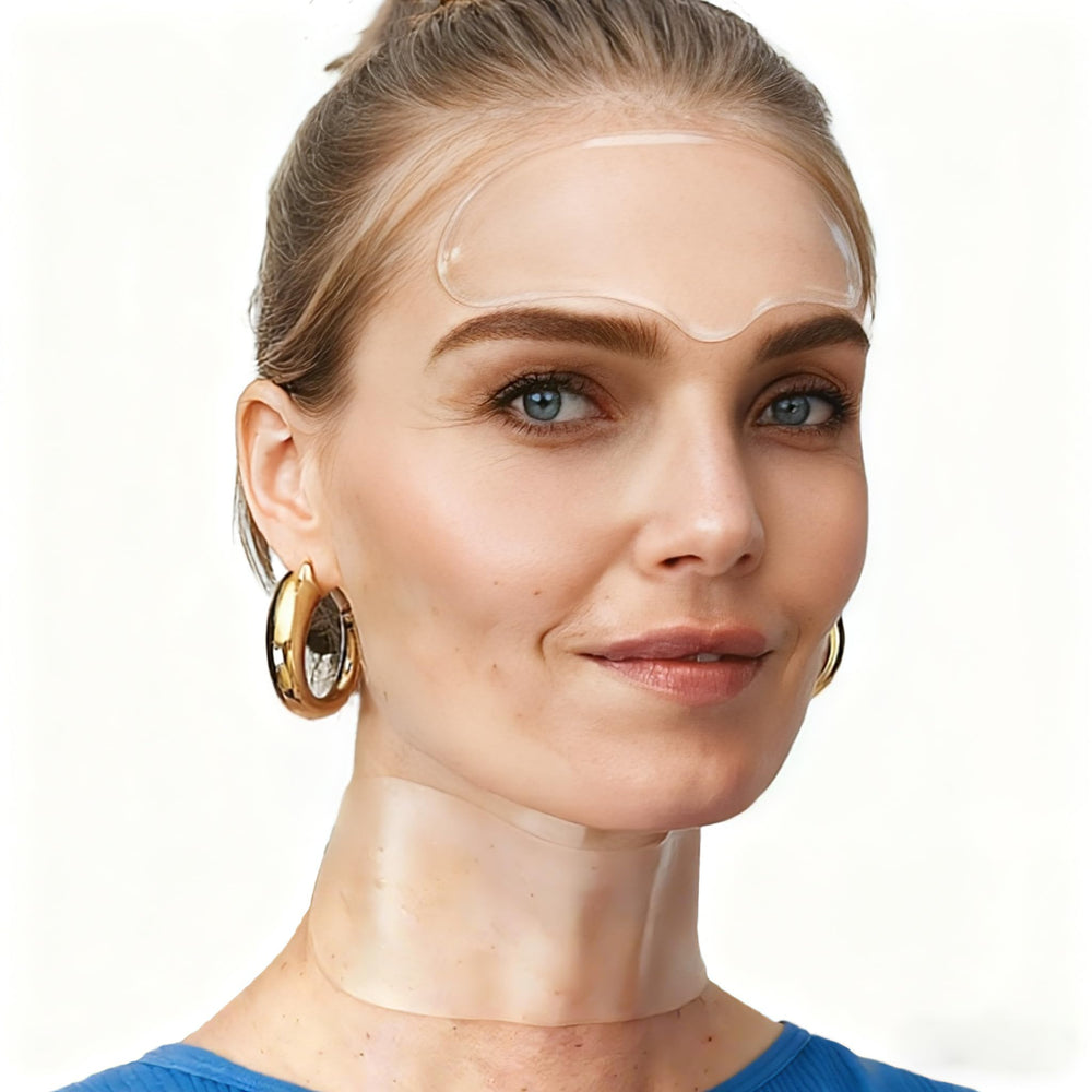 BOYAO forehead patches closeup demonstrates smoother skin and reduced forehead lines.
