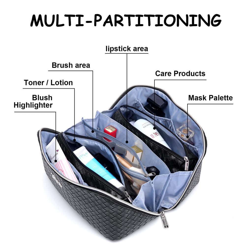 BOYATU L03 black versatile makeup bag fits in luggage for trips.