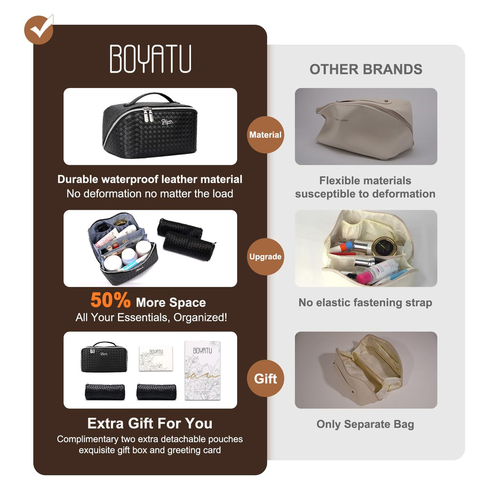BOYATU L03 black PU leather waterproof material ensures durability during travel.