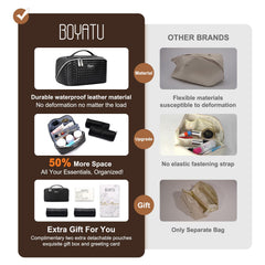 BOYATU L03 black PU leather waterproof material ensures durability during travel.