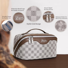 BOYATU large makeup bag with compartments for easy cosmetics separation