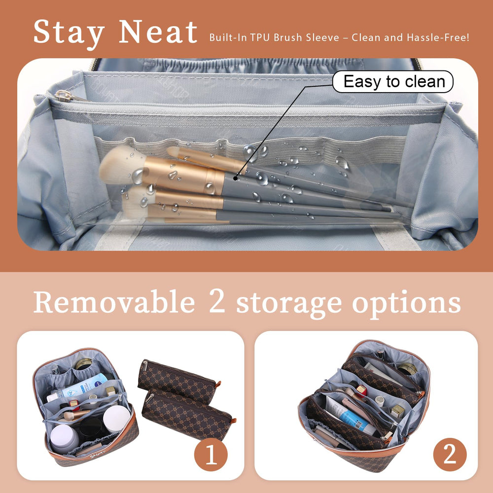 BOYATU makeup organizer with 5 compartments for skincare and makeup.