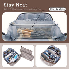 BOYATU makeup organizer features handle and divider for on-the-go touch-ups
