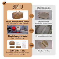 BOYATU PU leather texture close-up highlighting waterproof, durable material.