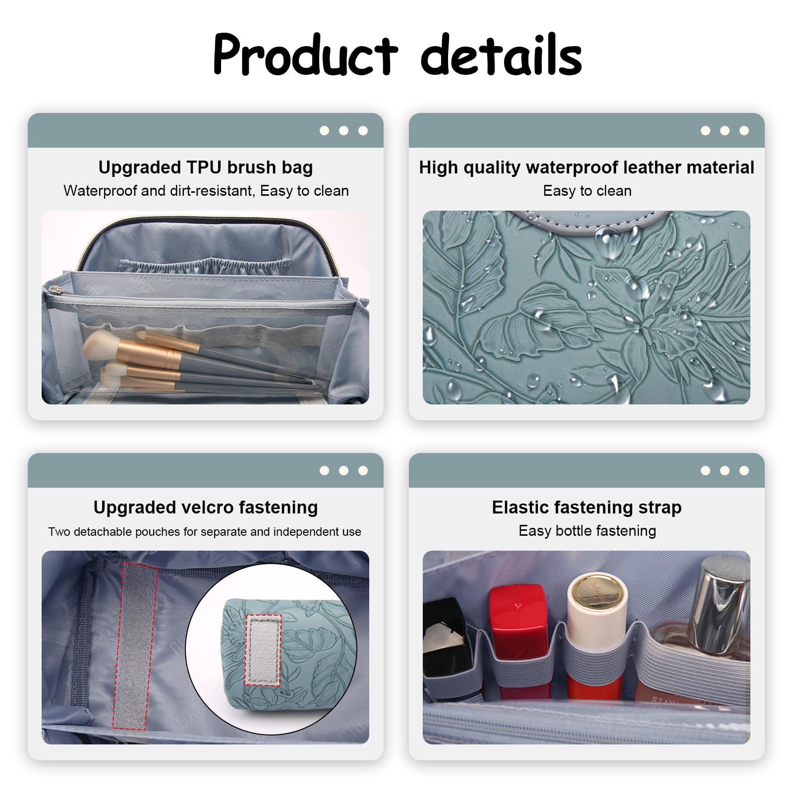 BOYATU travel makeup bag PU leather texture durable chic look