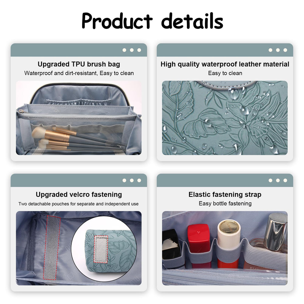 BOYATU travel makeup bag PU leather texture durable chic look