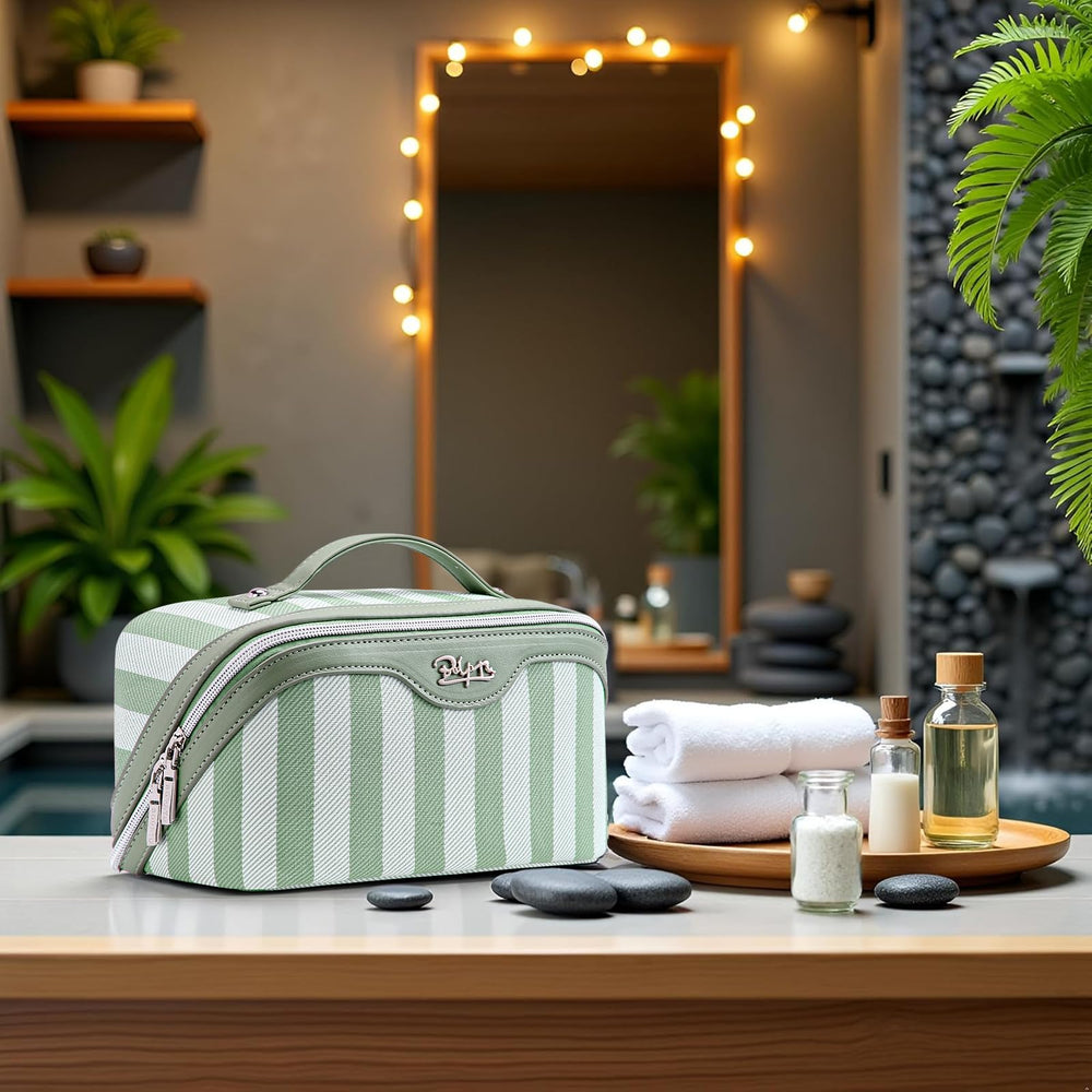 BOYATU travel makeup bag 3pc green gift box included for gifting