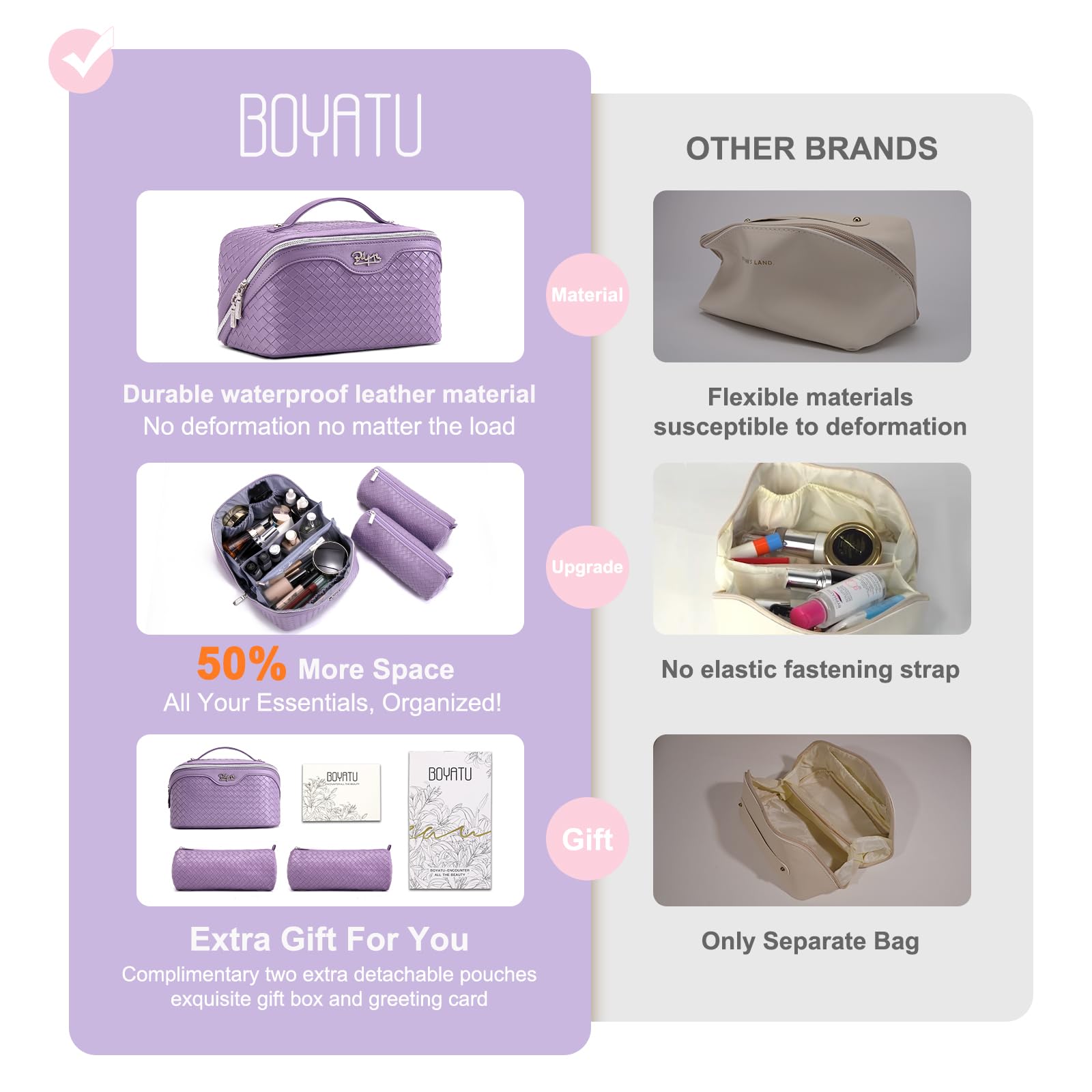 BOYATU purple compartments open showing three-dimensional organization