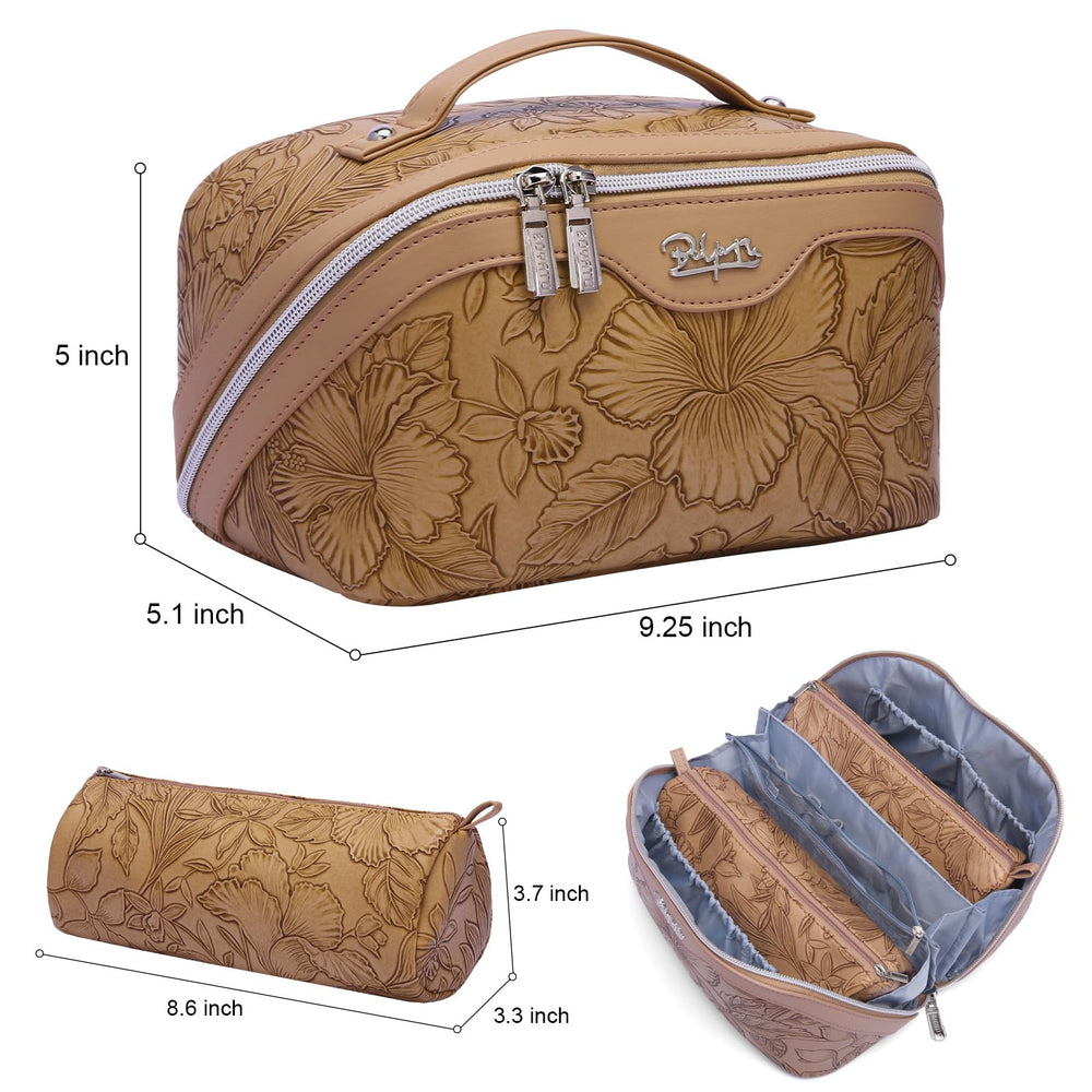 BOYATU makeup bag large compartment open for quick access to cosmetics.