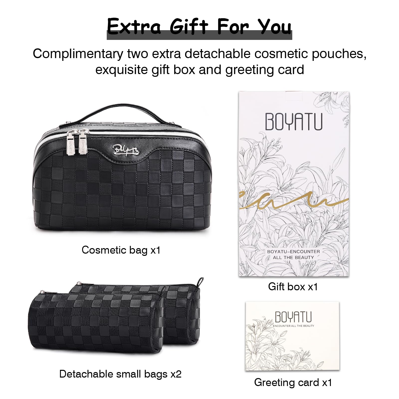 BOYATU travel makeup bag set gift box packaging makes a thoughtful travel gift
