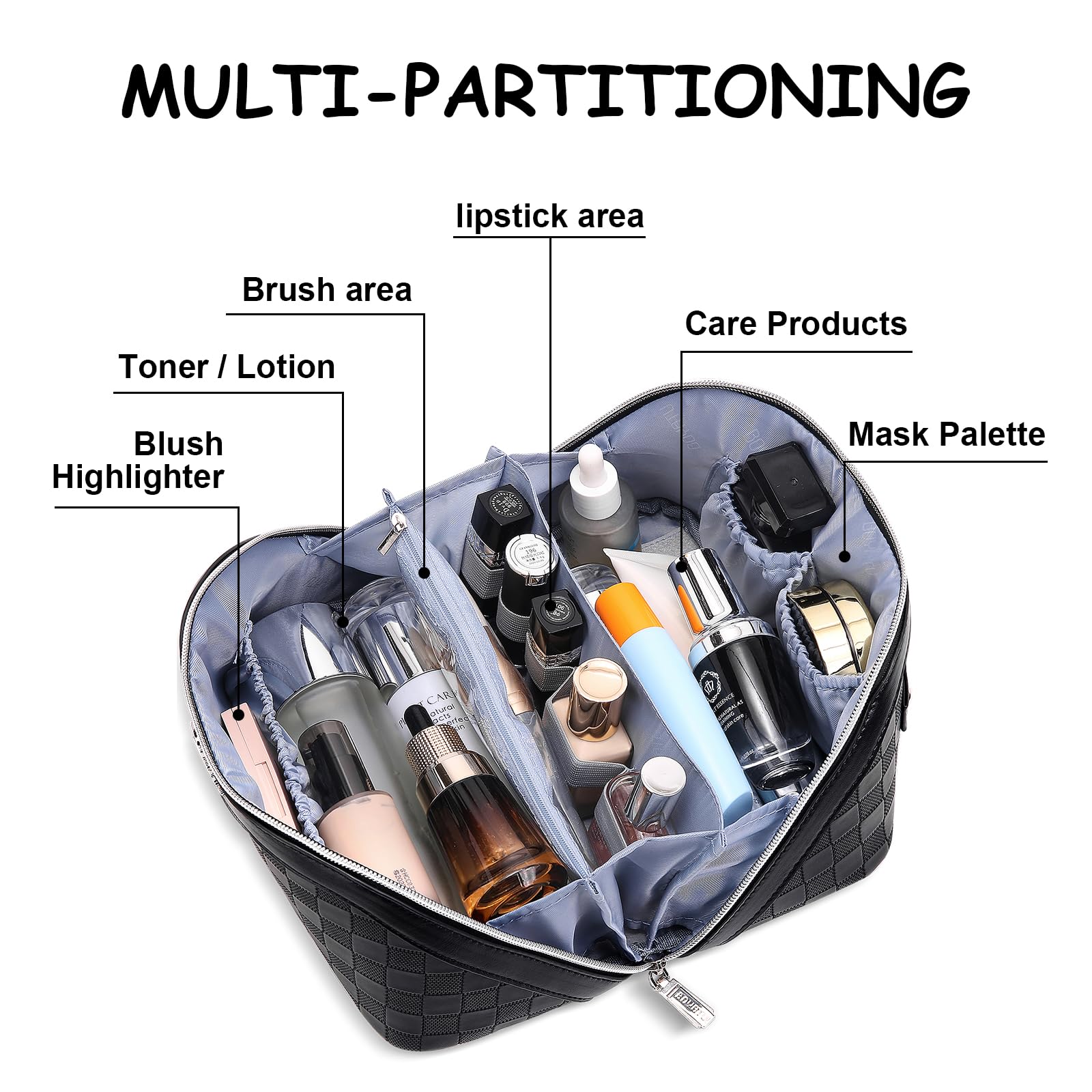 BOYATU travel makeup bag set handle design for easy carrying on trips