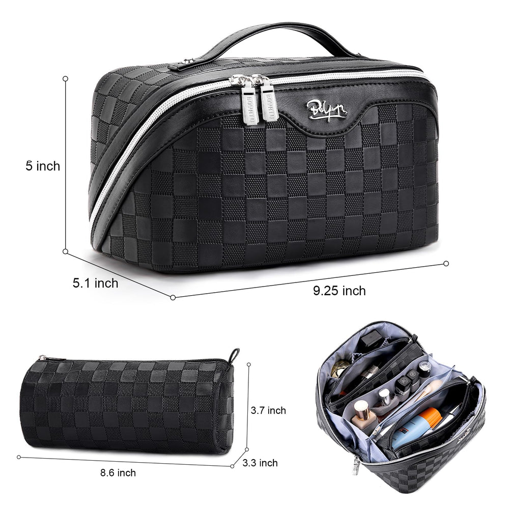BOYATU travel makeup bag set inside compartments keeping cosmetics neatly separated