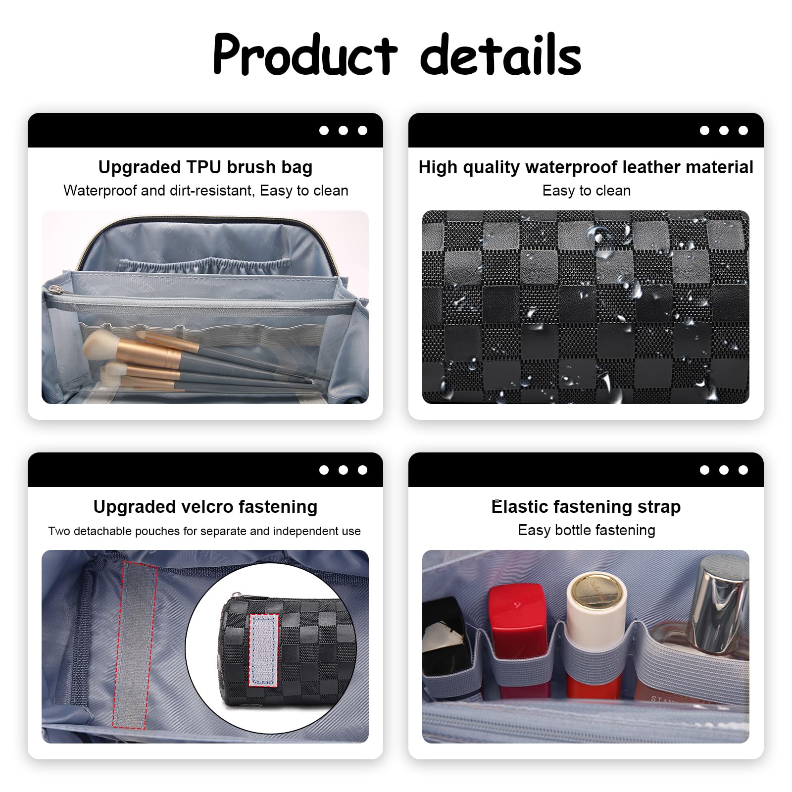 BOYATU travel makeup bag set stain-resistant material stays looking new