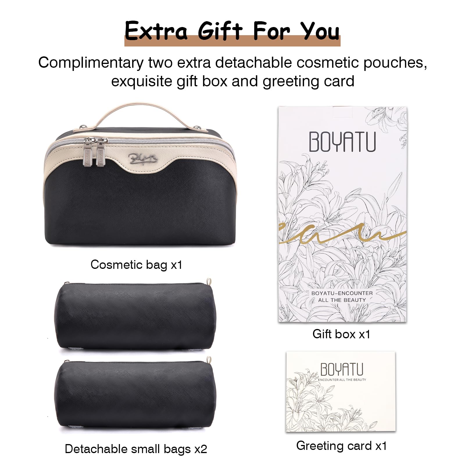 BOYATU includes two small pouches for extra organization.
