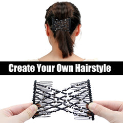 BOYIVI elastic beaded magic hair comb purple, versatile clip for buns and braids.