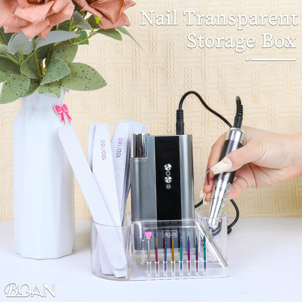 BQAN deep-slots nail drill-files storage helps keep essentials within reach.