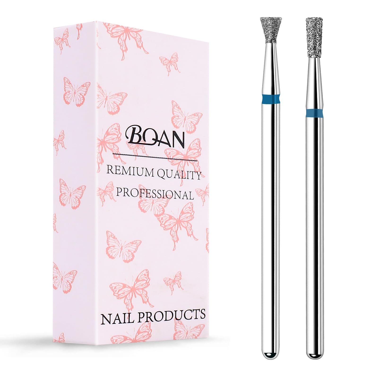BQAN nail drill bits diamond flat-conical tip for precise cuticle prep and gel edge smoothing