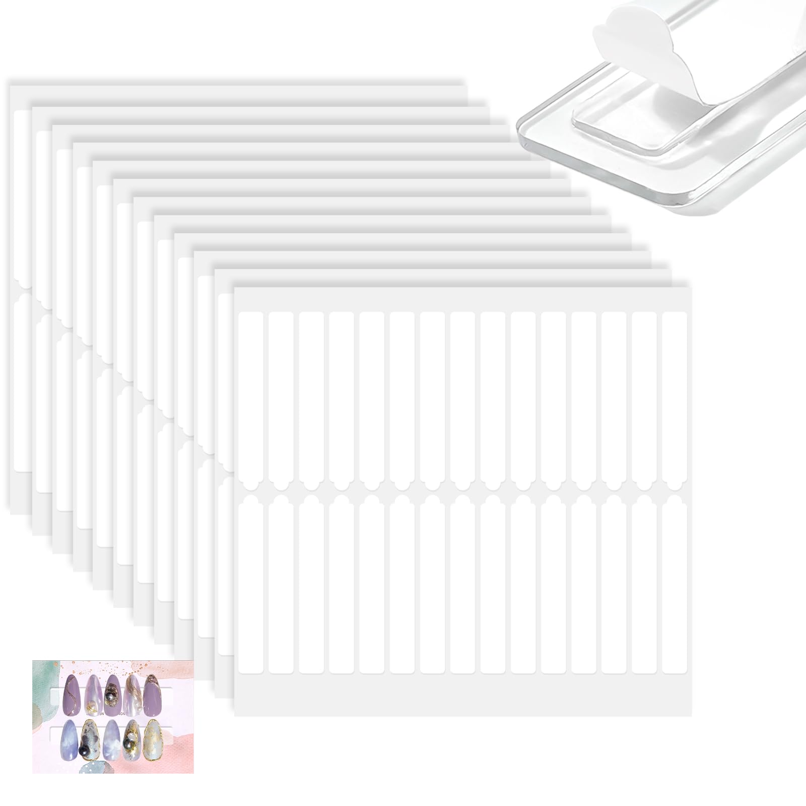 BQAN double-sided nail tape packaging showing bulk 12 sheets for nail art display