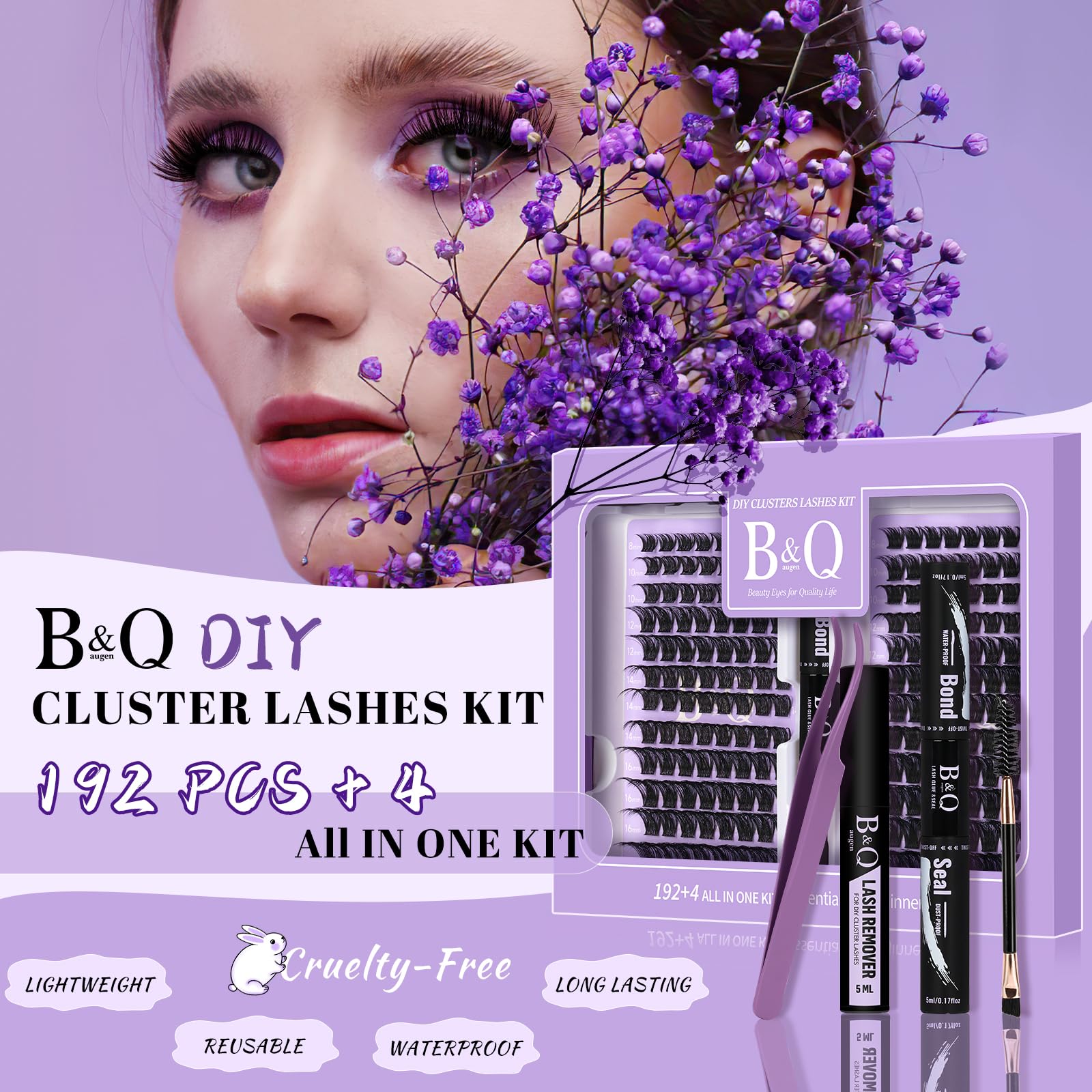B&Qaugen 8-18 length clusters for customizable lash looks.