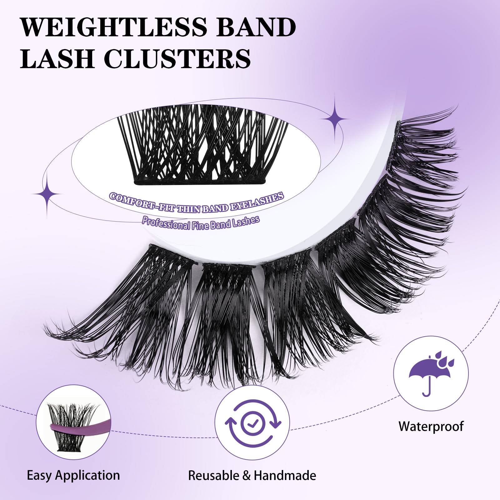B&Qaugen D Curl lash clusters—lifted volume look