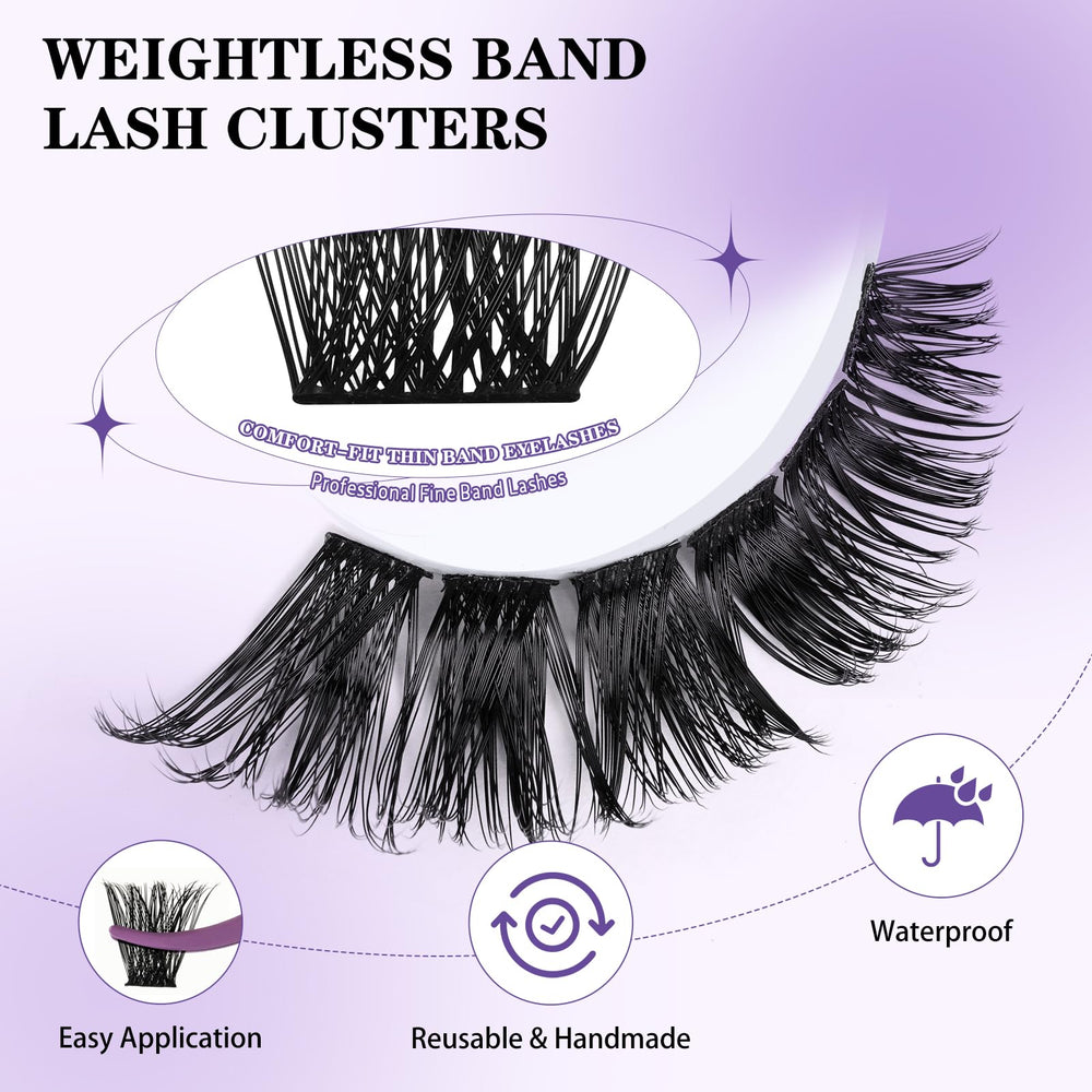 B&Qaugen D Curl lash clusters—lifted volume look
