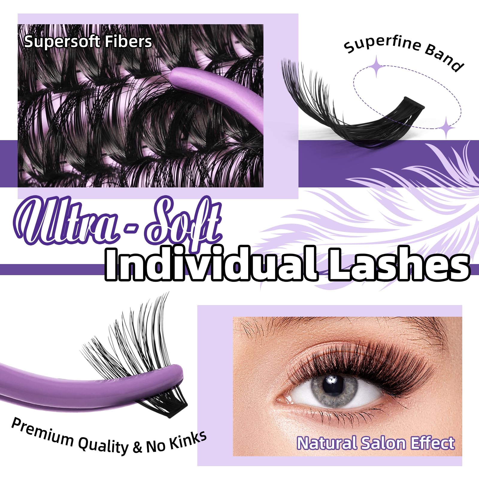 B&Qaugen D Curl lash clusters with dramatic lift for defined eyes.