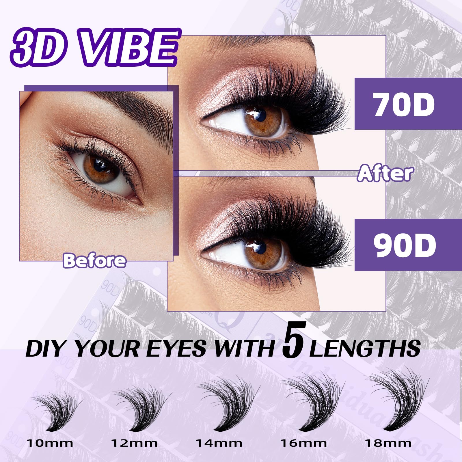 BQaugen feathery-soft lash fibers highlight lightweight natural-looking lashes.