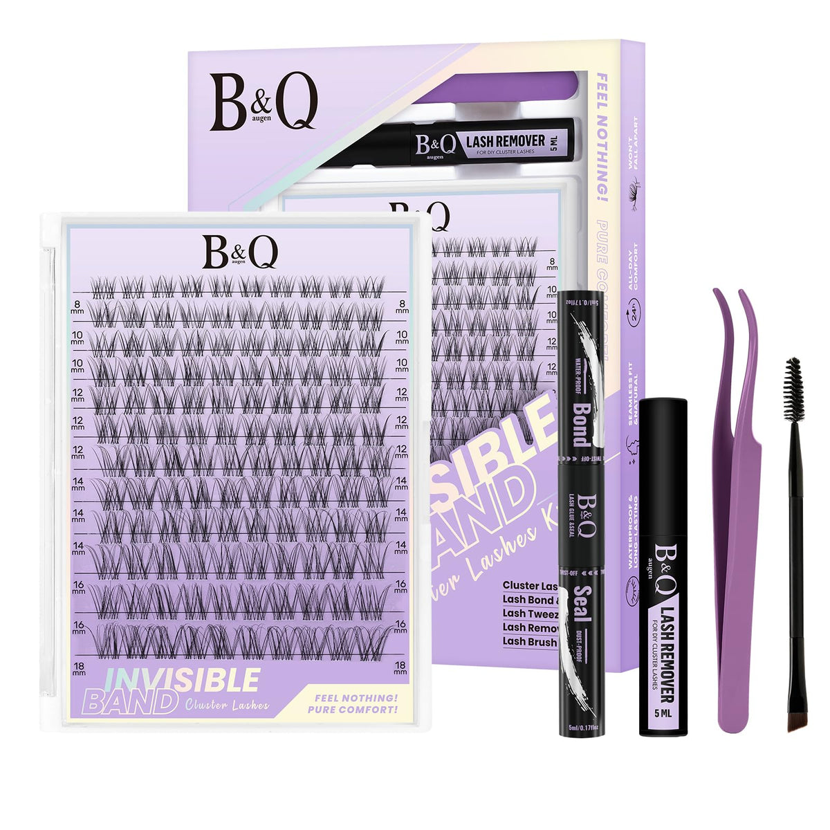 BQaugen Flora lash clusters invisible band closeup for comfortable natural look.